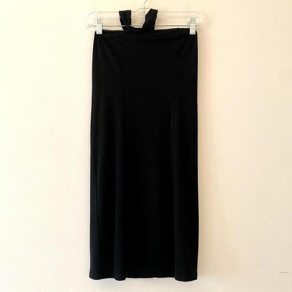 Privacy please black ribbed strapless wrap halter neck - Picture 2 of 6